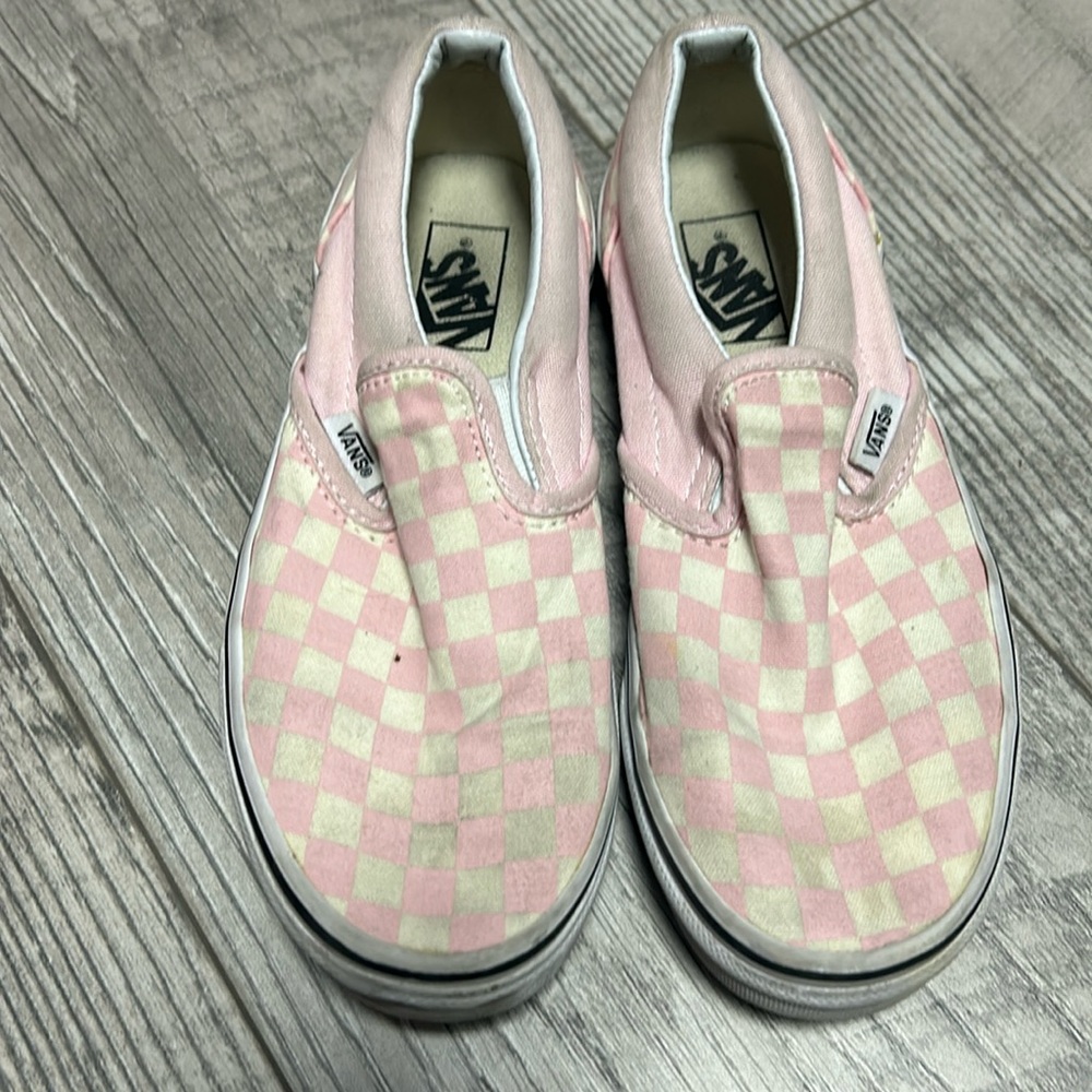Vans Pink and White Checkered Slipons
